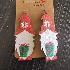 Hand Crafted Red and Green Gnome Earrings